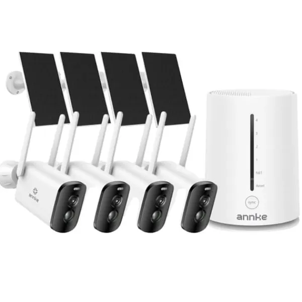 Sikkerhedsmonitorer & Videokameraer^Sikkerhedskamera, 4MP Full HD, Solcelledrevet,Med 4stk