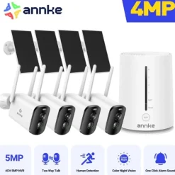 Sikkerhedsmonitorer & Videokameraer^Sikkerhedskamera, 4MP Full HD, Solcelledrevet,Med 4stk