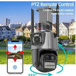 Sikkerhedsmonitorer & Videokameraer^Sikkerhedskamera, 12MP opløsning, AI bevægelsesdetektion, 12MP WIFI PTZ kamera, EU stik