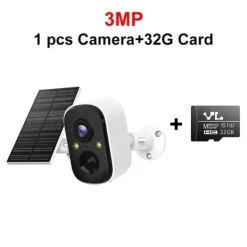 Sikkerhedsmonitorer & Videokameraer^Sikkerhedskamera, Solcelledrevet, AI Menneskedetektion,Solarkamera 32G kort