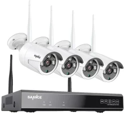 Sikkerhedsmonitorer & Videokameraer^Sikkerhedskamera system, 8 kanals NVR, vejrbestandige udendørs kameraer, Hvid, 2T