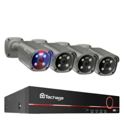 Sikkerhedsmonitorer & Videokameraer^Sikkerhedskamera System, 8 Kanaler, AI Ansigtsgenkendelse,8CH 4stk Kamera 8MP-a, 3T (udendørs sport)