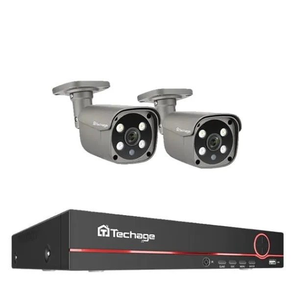 Sikkerhedsmonitorer & Videokameraer^Sikkerhedskamera System, 8 Kanaler, To-Vejs Lydkommunikation,8CH 2PCS 5MP KAMERA, 3T Indbygget HDD
