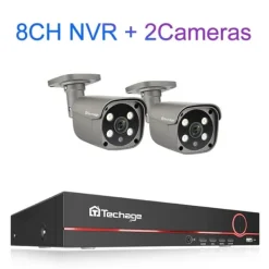 Sikkerhedsmonitorer & Videokameraer^Sikkerhedskamera System, 8 Kanaler, To-Vejs Lydkommunikation,8CH 2PCS 5MP KAMERA, 3T Indbygget HDD