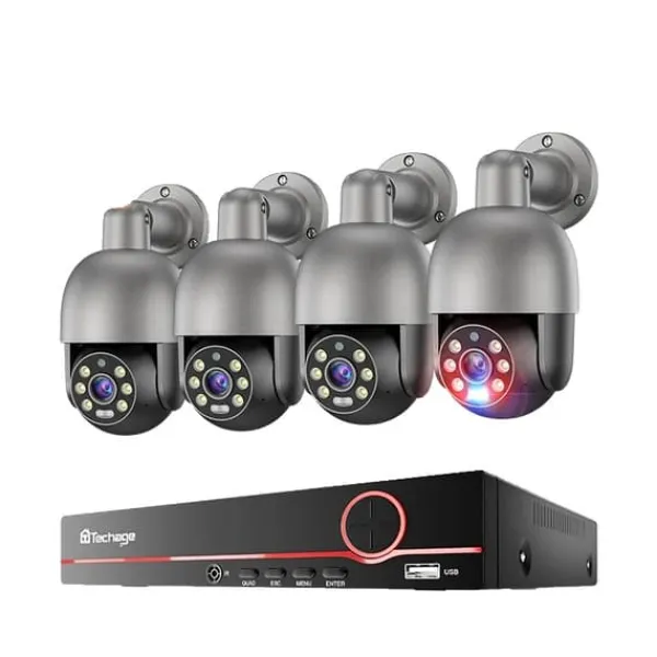 Sikkerhedsmonitorer & Videokameraer^Sikkerhedskamera System, 8 Kanaler, Fuld Farve Nattesyn,3T (udendørs sport), 8CH 4 Kamera 5MP