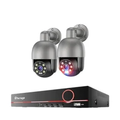 Sikkerhedsmonitorer & Videokameraer^Sikkerhedskamera System, 8 Kanaler, Fuld Farve Nattesyn,3T (udendørs sport), 8CH 2 Kamera 8MP