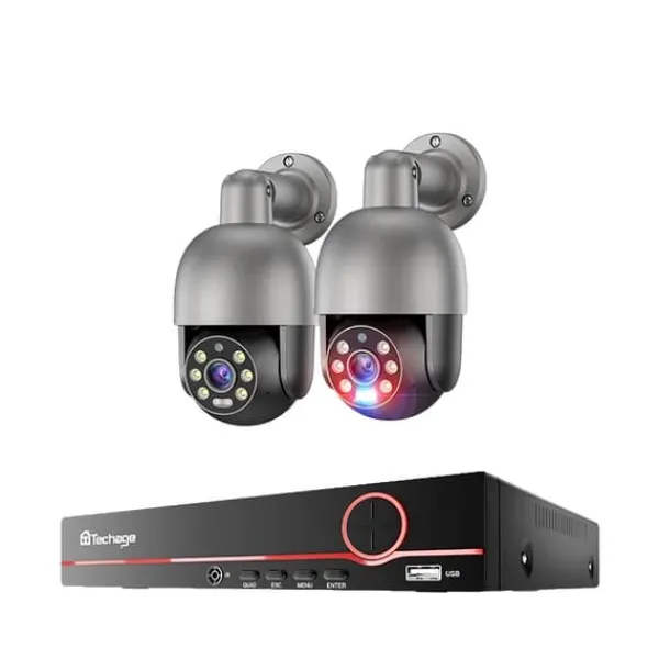 Sikkerhedsmonitorer & Videokameraer^Sikkerhedskamera System, 8 Kanaler, Fuld Farve Nattesyn,3T (udendørs sport), 8CH 2 Kamera 8MP