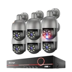 Sikkerhedsmonitorer & Videokameraer^Sikkerhedskamera System, 8 Kanaler, Fuld Farve Nattesyn,8CH 6 Kamera 8MP, Ingen