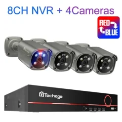 Sikkerhedsmonitorer & Videokameraer^Sikkerhedskamera System, 8 Kanaler, To-Vejs Lydkommunikation,8CH 4PCS 8MP KAMERA, Ingen indbygget HDD