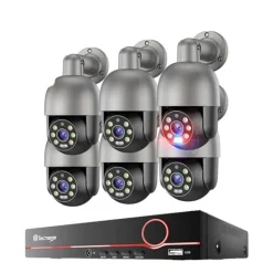 Sale Sikkerhedskamera System, 8 Kanaler, Fuld Farve Nattesyn,8CH 6 Kamera 5MP, Ingen Sikkerhedsmonitorer & Videokameraer