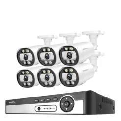 Sikkerhedsmonitorer & Videokameraer^Sikkerhedskamera system, AI ansigtsdetektion, farve natvision,8CH NVR 6PCS KAMERA 5MP, Ingen
