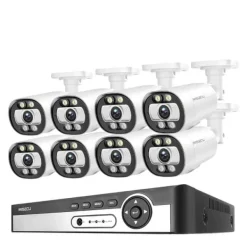 Sikkerhedsmonitorer & Videokameraer^Sikkerhedskamera system, AI ansigtsdetektion, farve natvision,8CH NVR 8PCS CAM 5MP, 1T