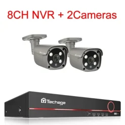 Sikkerhedsmonitorer & Videokameraer^Sikkerhedskamera system, AI ansigtsdetektion, tovejs lyd,3T (udendørs sport), 8CH 2 Kugle Kamera