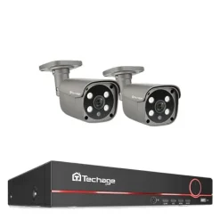 Sikkerhedsmonitorer & Videokameraer^Sikkerhedskamera system, AI ansigtsdetektion, tovejs lyd,3T (udendørs sport), 8CH 2 Kugle Kamera