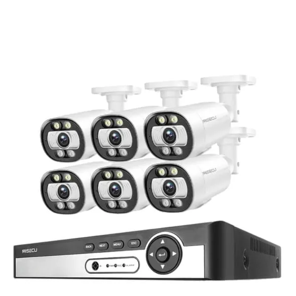 Clearance Sikkerhedskamera system, AI ansigtsdetektion, farve natvision,8CH NVR 6PCS KAMERA 5MP, Ingen Sikkerhedsmonitorer & Videokameraer