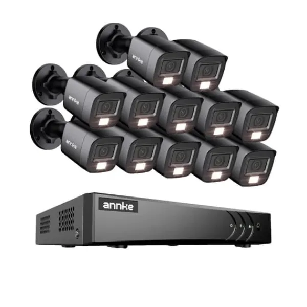Sikkerhedsmonitorer & Videokameraer^Sikkerhedskamera System, AI Detektion, Farve Natvision,12Pcs 0TB