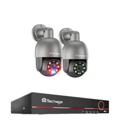 Sikkerhedsmonitorer & Videokameraer^Sikkerhedskamera system, AI ansigtsdetektion, tovejs lyd,3T (udendørs sport), 8CH 2 PTZ Kamera
