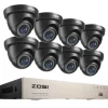 New Sikkerhedskamera system, 8CH DVR optager, 2MP Dome kameraer,8 sorte kameraer, Ingen Sikkerhedsmonitorer & Videokameraer
