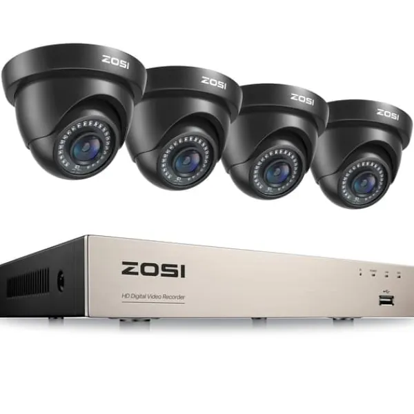 New Sikkerhedskamera system, 8CH DVR optager, 2MP Dome kameraer,4 sorte kameraer, 1T Sikkerhedsmonitorer & Videokameraer