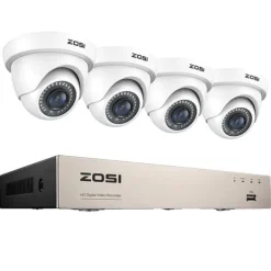 Sikkerhedsmonitorer & Videokameraer^Sikkerhedskamera system, 8CH DVR optager, 2MP Dome kameraer, Ingen