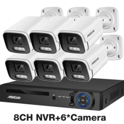 Sikkerhedskamera system, 4K opløsning, AI farve natvision, , None, 8CH NVR and 6 Camera Sikkerhedsmonitorer & Videokameraer