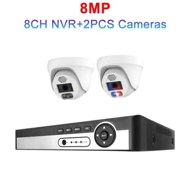 Best Sikkerhedskamera system, 4K opløsning, AI ansigtsgenkendelse,3T (udendørs sport), 8CH NVR 2 KAMERA 8MP Sikkerhedsmonitorer & Videokameraer