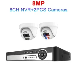 Sikkerhedsmonitorer & Videokameraer^Sikkerhedskamera system, 4K opløsning, AI ansigtsgenkendelse,8CH NVR 2 KAMERA 8MP, 4T