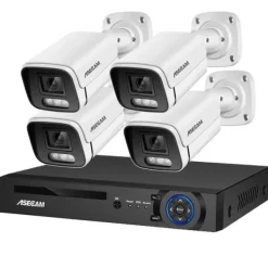 Sikkerhedsmonitorer & Videokameraer^Sikkerhedskamera system, 4K opløsning, AI farve natvision, , 2T, 4CH NVR and 4 Camera