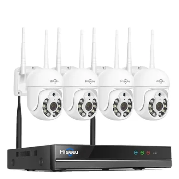 Sikkerhedsmonitorer & Videokameraer^Sikkerhedskamera System, 3MP/5MP Opløsning, To-Vejs Lyd,10CH NVR 4 kameraer, 1T