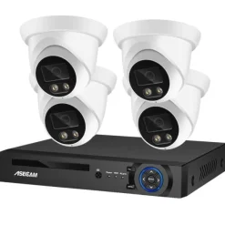 Sikkerhedsmonitorer & Videokameraer^Sikkerhedskamera system, 8MP 4K opløsning, AI farve natvision, , 4CH NVR and 4 Camera, None