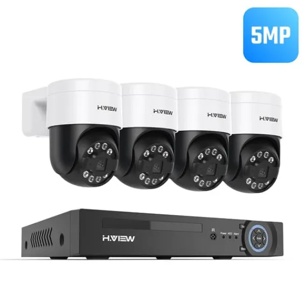 Sikkerhedsmonitorer & Videokameraer^Sikkerhedskamera System, 8MP Opløsning, Fjernadgang,4stk 5MP Kamera, Ingen
