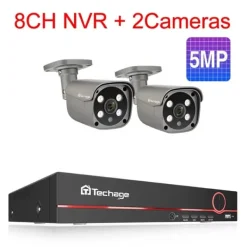 Online Sikkerhedskamera System, 5MP Opløsning, Nattesyn Funktion,EU Stik, 8CH 2Pcs 5MP Kamera, 3T（udendørs sport） Sikkerhedsmonitorer & Videokameraer