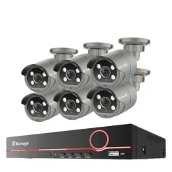 Clearance Sikkerhedskamera System, 4MP Opløsning, AI Ansigtsgenkendelse,8CH NVR og 6 kameraer, 1T Sikkerhedsmonitorer & Videokameraer