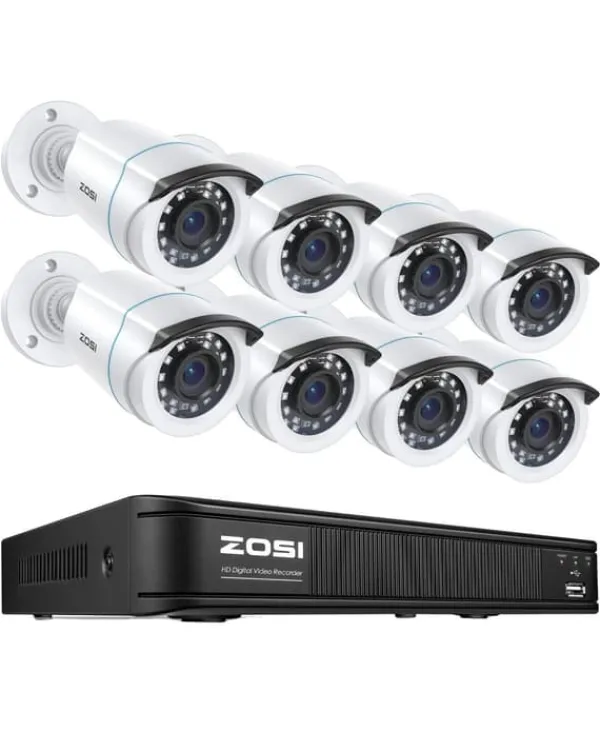 Sikkerhedsmonitorer & Videokameraer^Sikkerhedskamera System, Nattesyn, 8 Kanal DVR,8CH DVR 8 kameraer-b, 1T-a