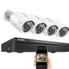 Sikkerhedsmonitorer & Videokameraer^Sikkerhedskamerasystem, 8 kanaler, op til 8M optagelsesopløsning, vejrbestandigt design,Ingen, 5MP 4Pcs Kamera