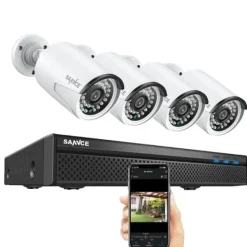 Sikkerhedsmonitorer & Videokameraer^Sikkerhedskamerasystem, 8 kanaler, op til 8M optagelsesopløsning, vejrbestandigt design,Ingen, 5MP 4Pcs Kamera