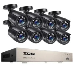 Sikkerhedsmonitorer & Videokameraer^Sikkerhedskamerasystem, 8CH DVR, 2MP opløsning, 18m kabel længde,Ingen, 8CH DVR x 8 Kameraer