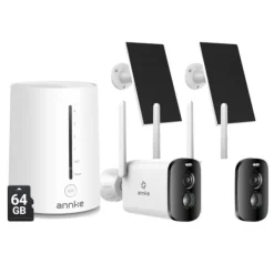 Sale Sikkerhedskamerasystem, 4MP opløsning, panorering og vippefunktionalitet,5200mAh 2Stk 64G Sikkerhedsmonitorer & Videokameraer