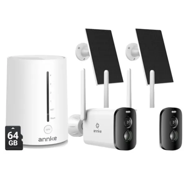 Sale Sikkerhedskamerasystem, 4MP opløsning, panorering og vippefunktionalitet,5200mAh 2Stk 64G Sikkerhedsmonitorer & Videokameraer