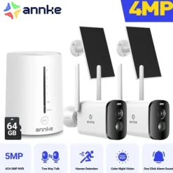 Sale Sikkerhedskamerasystem, 4MP opløsning, panorering og vippefunktionalitet,5200mAh 2Stk 64G Sikkerhedsmonitorer & Videokameraer