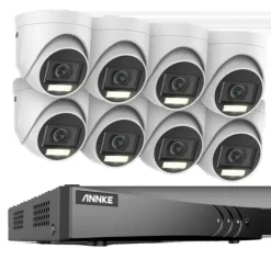 Sikkerhedsmonitorer & Videokameraer^Sikkerhedskamerasystem, 5MP højopløsningskvalitet, 8CH DVR med nattevision,8CH DVR 8Pcs Kits, Ingen