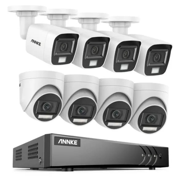 Sikkerhedsmonitorer & Videokameraer^Sikkerhedskamerasystem, 5MP højopløsningskvalitet, 8CH DVR med nattevision,8CH DVR 8Pcs Kits-a, 4T
