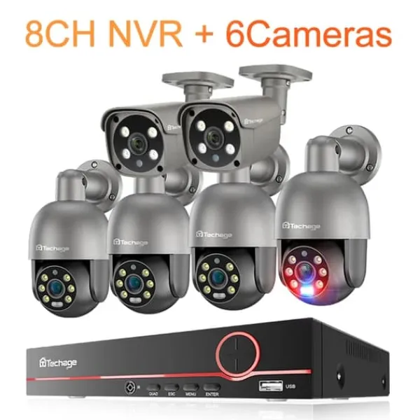 Sikkerhedsmonitorer & Videokameraer^Sikkerhedskamerasystem, Natvision, Menneskedetektion, , None, 8CH NVR 6Cameras
