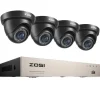 Sikkerhedsmonitorer & Videokameraer^Sikkerhedskamerasystem, 1080P opløsning, H265+ komprimeringsteknologi, , 4 Black Cameras, 1T