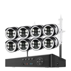 Sikkerhedsmonitorer & Videokameraer^Sikkerhedskamerasystem, PTZ-funktionalitet, trådløs forbindelse, 8CH 3MP 8PCS CAM, ingen indbygget HDD