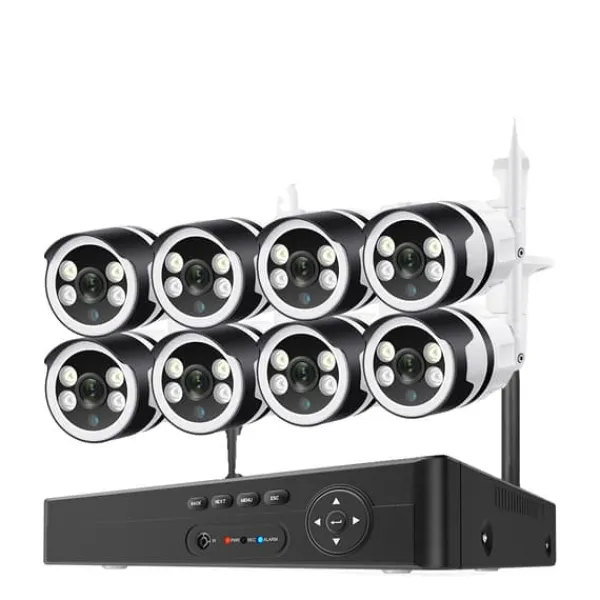 Sikkerhedsmonitorer & Videokameraer^Sikkerhedskamerasystem, PTZ-funktionalitet, trådløs forbindelse, 8CH 3MP 8PCS CAM, ingen indbygget HDD