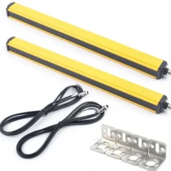 Sensorer Til Sikkerhedssystemer^Sikkerheds-lysgardin - Sensorafbryder - 10 stråler - Registreringsafstand 3 m - Udgang NPN/NC - Kabel 2,2 m (2 stk) - Hus i aluminiumlegering - Gul