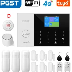 Hjemmealarmsystemer^Sikkerhedssensor, Trådløs forbindelse, Smart home integration,4G WiFi Kit D, EU Stik