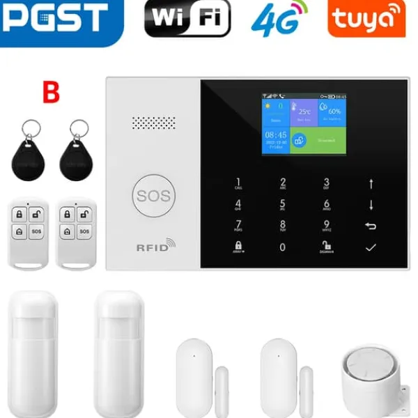 Online Sikkerhedssensor, Trådløs forbindelse, Smart home integration,4G WiFi Kit B, EU Stik Hjemmealarmsystemer
