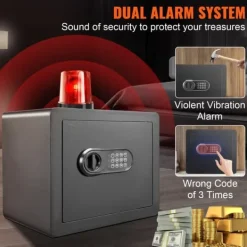Pengeskabe^Sikkerhedsskab 1,2 kubikfod med digitalt tastatur og nøgler. Beskyt penge, smykker og dokumenter hjemme eller på hotellet. 15,8x11,8x13,8